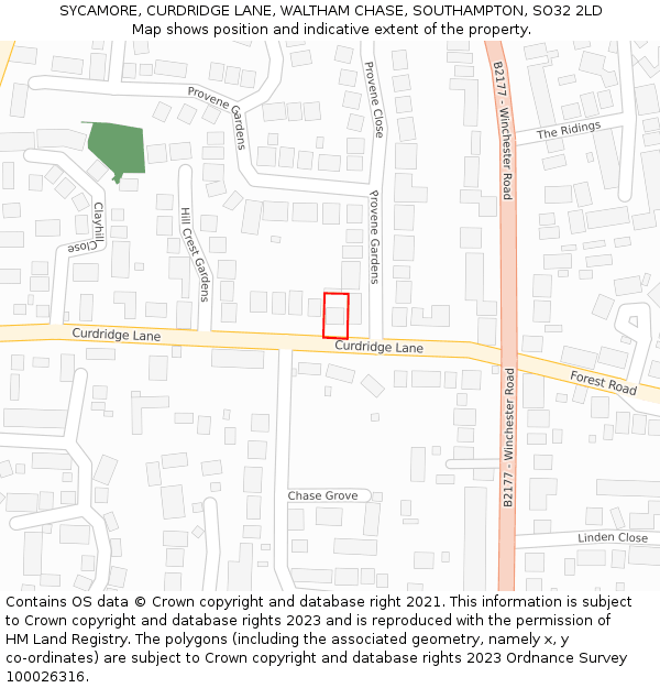 SYCAMORE, CURDRIDGE LANE, WALTHAM CHASE, SOUTHAMPTON, SO32 2LD: Location map and indicative extent of plot