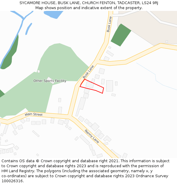 SYCAMORE HOUSE, BUSK LANE, CHURCH FENTON, TADCASTER, LS24 9RJ: Location map and indicative extent of plot
