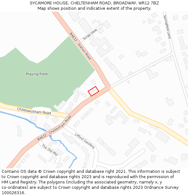SYCAMORE HOUSE, CHELTENHAM ROAD, BROADWAY, WR12 7BZ: Location map and indicative extent of plot