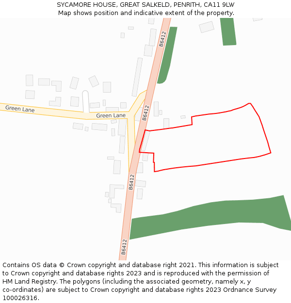 SYCAMORE HOUSE, GREAT SALKELD, PENRITH, CA11 9LW: Location map and indicative extent of plot