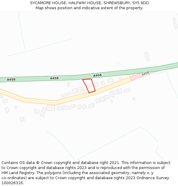 SYCAMORE HOUSE, HALFWAY HOUSE, SHREWSBURY, SY5 9DD: Location map and indicative extent of plot