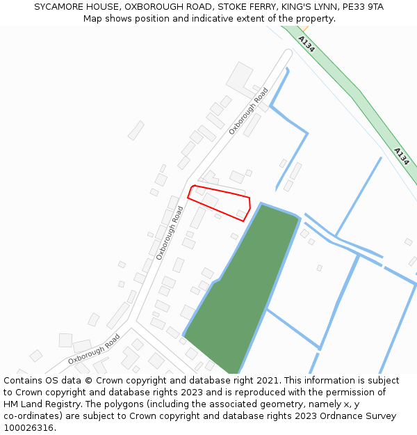 SYCAMORE HOUSE, OXBOROUGH ROAD, STOKE FERRY, KING'S LYNN, PE33 9TA: Location map and indicative extent of plot