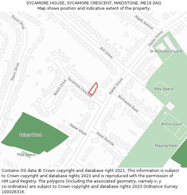 SYCAMORE HOUSE, SYCAMORE CRESCENT, MAIDSTONE, ME16 0AG: Location map and indicative extent of plot