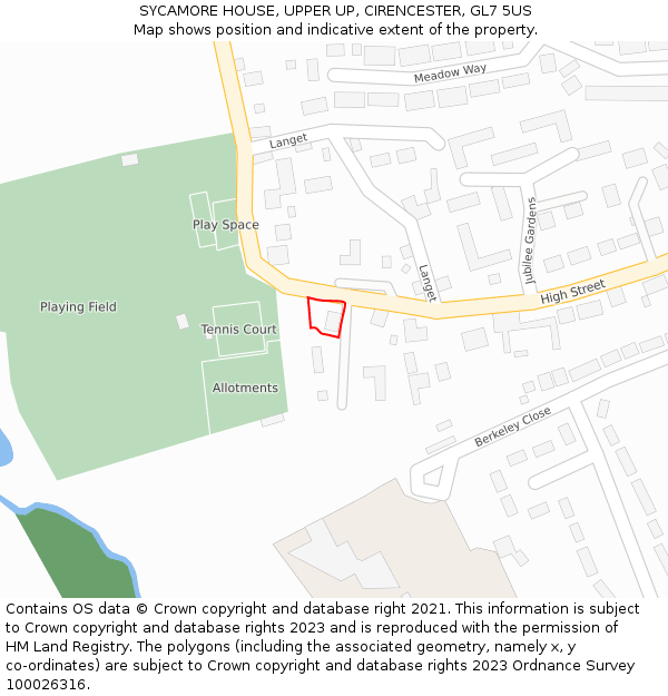 SYCAMORE HOUSE, UPPER UP, CIRENCESTER, GL7 5US: Location map and indicative extent of plot
