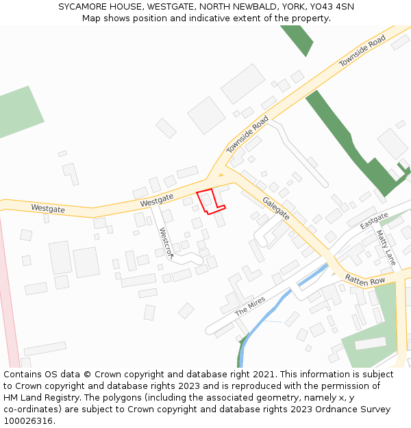 SYCAMORE HOUSE, WESTGATE, NORTH NEWBALD, YORK, YO43 4SN: Location map and indicative extent of plot