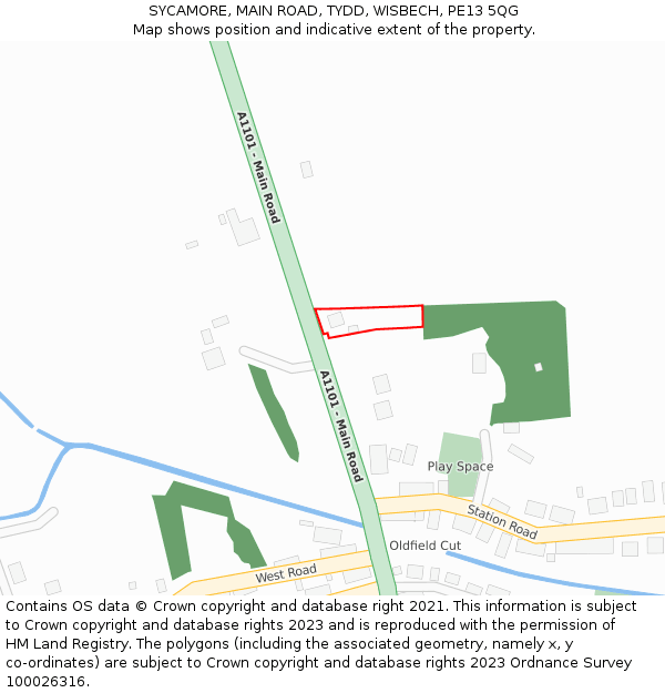 SYCAMORE, MAIN ROAD, TYDD, WISBECH, PE13 5QG: Location map and indicative extent of plot