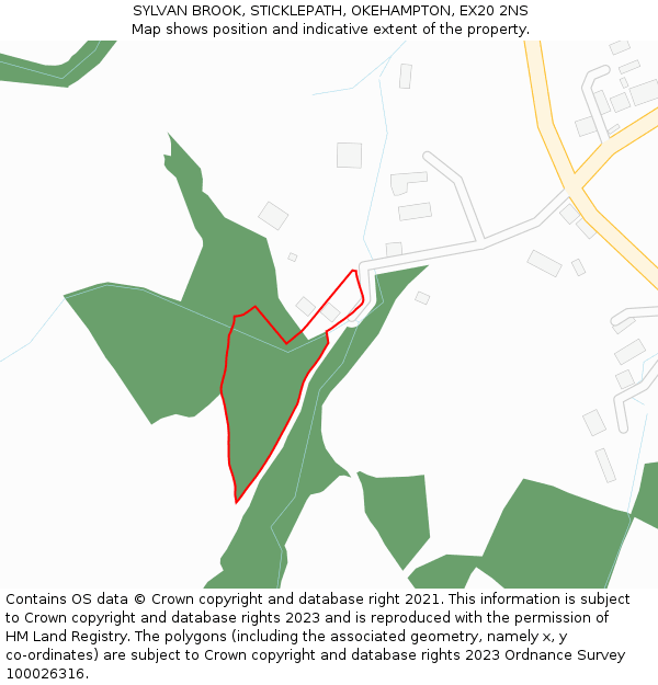 SYLVAN BROOK, STICKLEPATH, OKEHAMPTON, EX20 2NS: Location map and indicative extent of plot