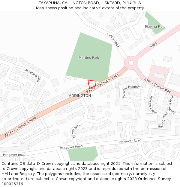TAKAPUNA, CALLINGTON ROAD, LISKEARD, PL14 3HA: Location map and indicative extent of plot