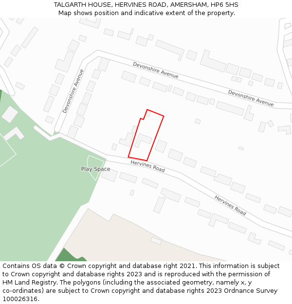 TALGARTH HOUSE, HERVINES ROAD, AMERSHAM, HP6 5HS: Location map and indicative extent of plot