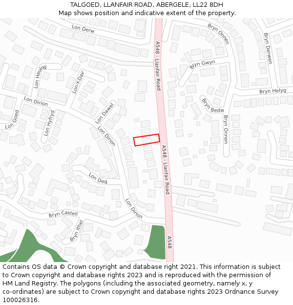 TALGOED, LLANFAIR ROAD, ABERGELE, LL22 8DH: Location map and indicative extent of plot