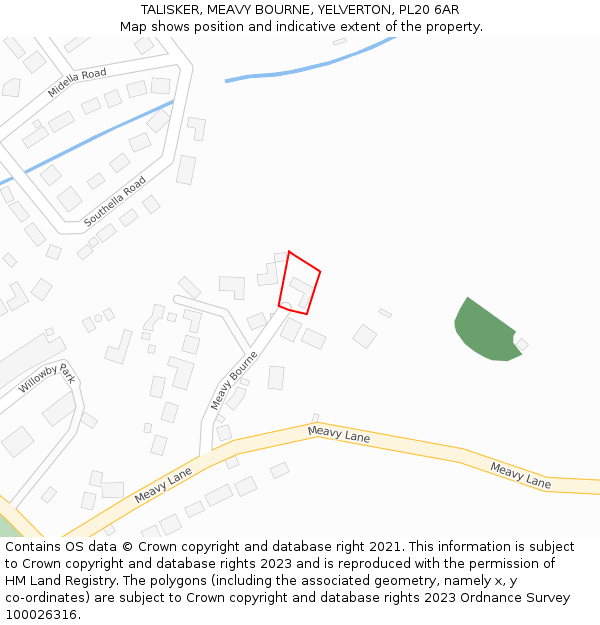 TALISKER, MEAVY BOURNE, YELVERTON, PL20 6AR: Location map and indicative extent of plot