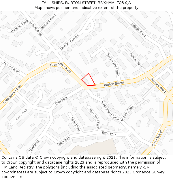 TALL SHIPS, BURTON STREET, BRIXHAM, TQ5 9JA: Location map and indicative extent of plot