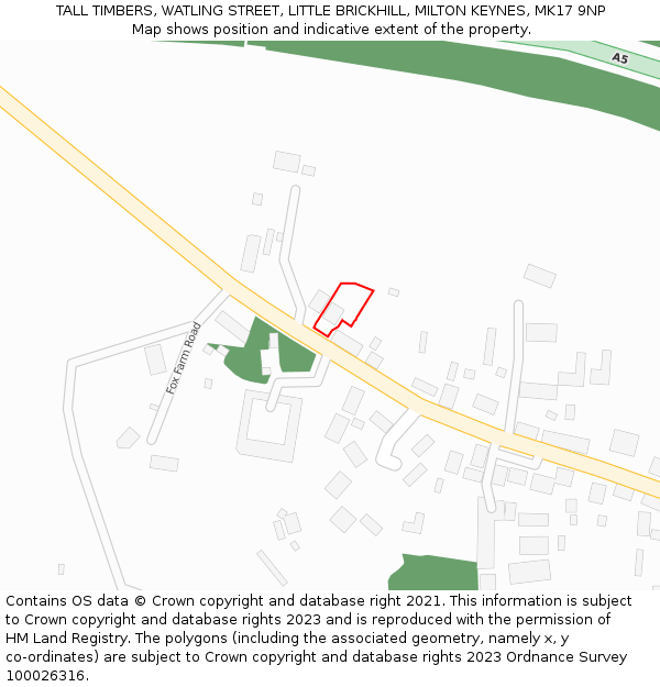 TALL TIMBERS, WATLING STREET, LITTLE BRICKHILL, MILTON KEYNES, MK17 9NP: Location map and indicative extent of plot