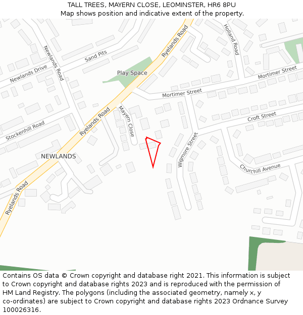 TALL TREES, MAYERN CLOSE, LEOMINSTER, HR6 8PU: Location map and indicative extent of plot