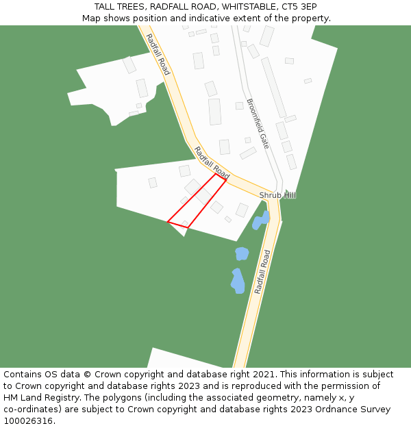 TALL TREES, RADFALL ROAD, WHITSTABLE, CT5 3EP: Location map and indicative extent of plot