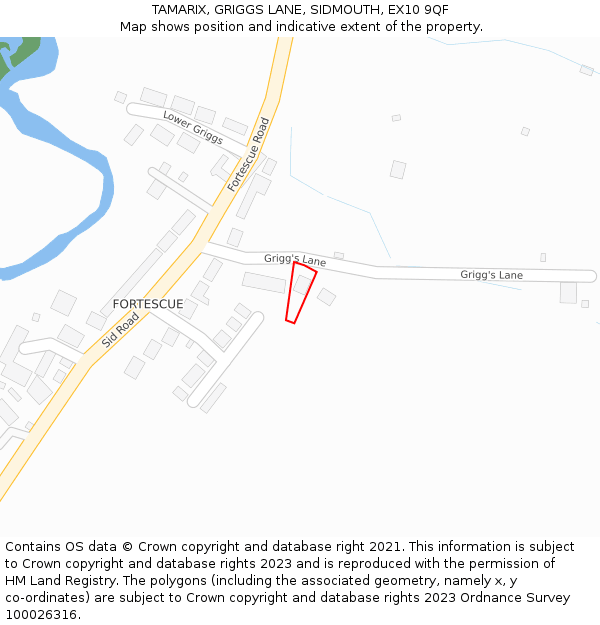 TAMARIX, GRIGGS LANE, SIDMOUTH, EX10 9QF: Location map and indicative extent of plot