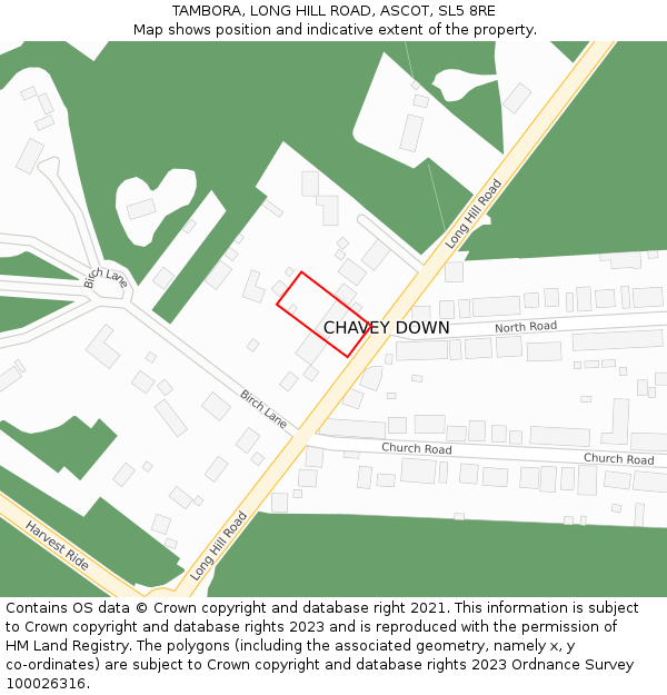 TAMBORA, LONG HILL ROAD, ASCOT, SL5 8RE: Location map and indicative extent of plot