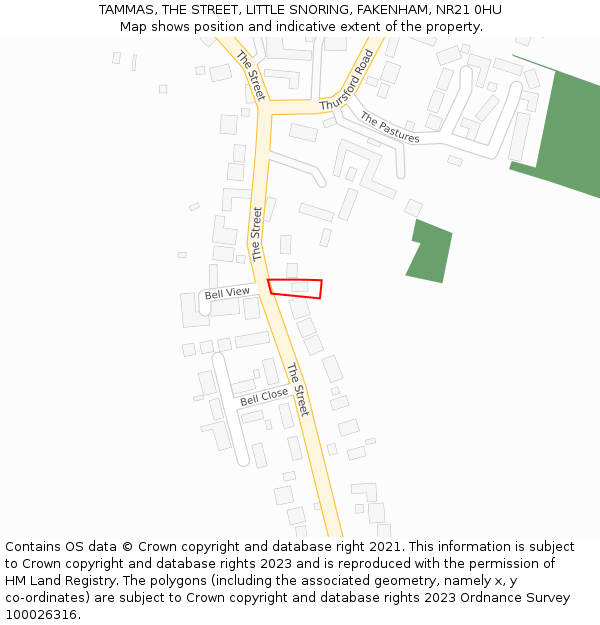 TAMMAS, THE STREET, LITTLE SNORING, FAKENHAM, NR21 0HU: Location map and indicative extent of plot