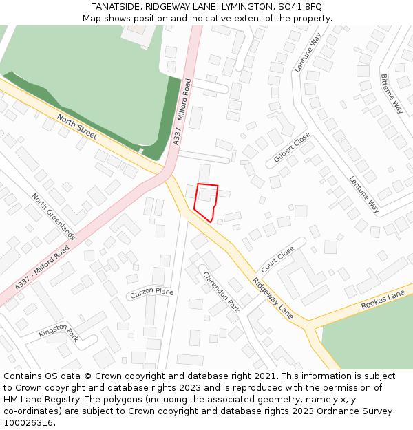 TANATSIDE, RIDGEWAY LANE, LYMINGTON, SO41 8FQ: Location map and indicative extent of plot