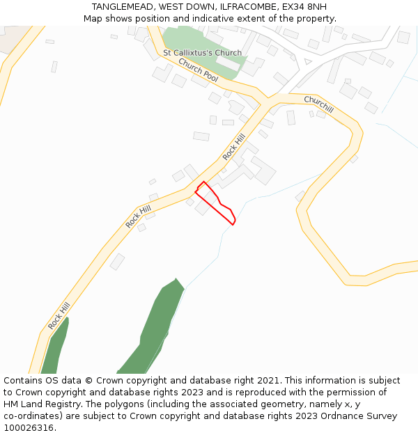 TANGLEMEAD, WEST DOWN, ILFRACOMBE, EX34 8NH: Location map and indicative extent of plot