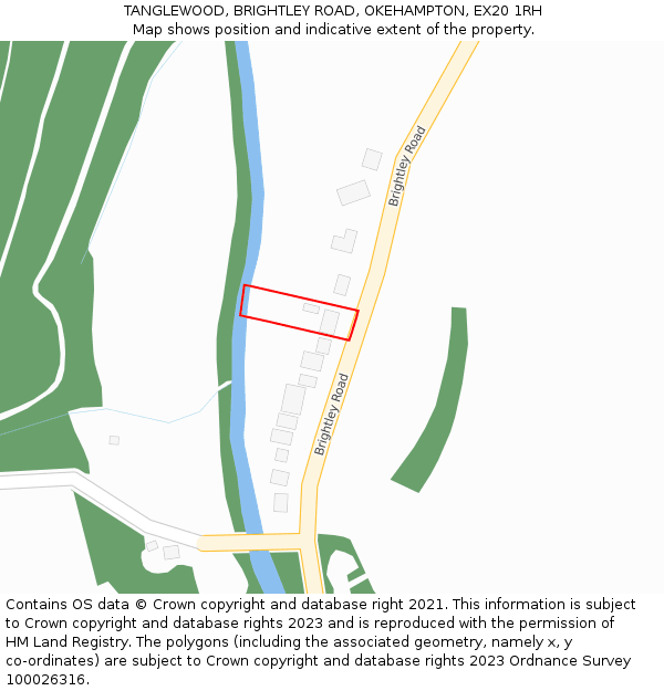 TANGLEWOOD, BRIGHTLEY ROAD, OKEHAMPTON, EX20 1RH: Location map and indicative extent of plot
