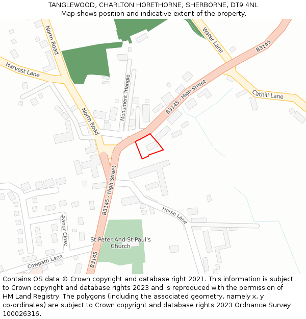 TANGLEWOOD, CHARLTON HORETHORNE, SHERBORNE, DT9 4NL: Location map and indicative extent of plot