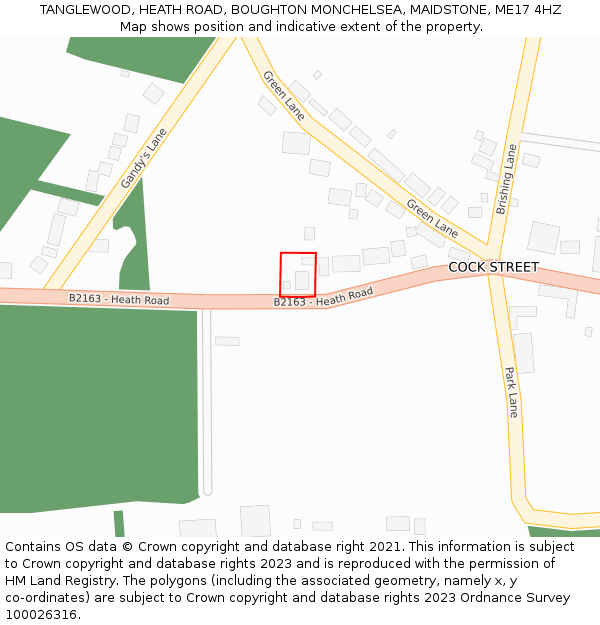 TANGLEWOOD, HEATH ROAD, BOUGHTON MONCHELSEA, MAIDSTONE, ME17 4HZ: Location map and indicative extent of plot