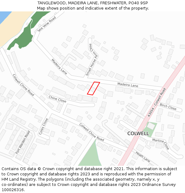 TANGLEWOOD, MADEIRA LANE, FRESHWATER, PO40 9SP: Location map and indicative extent of plot