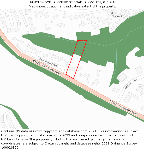 TANGLEWOOD, PLYMBRIDGE ROAD, PLYMOUTH, PL6 7LF: Location map and indicative extent of plot