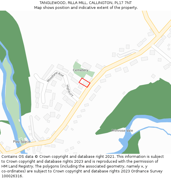 TANGLEWOOD, RILLA MILL, CALLINGTON, PL17 7NT: Location map and indicative extent of plot