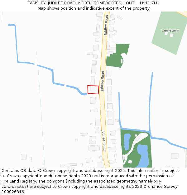 TANSLEY, JUBILEE ROAD, NORTH SOMERCOTES, LOUTH, LN11 7LH: Location map and indicative extent of plot
