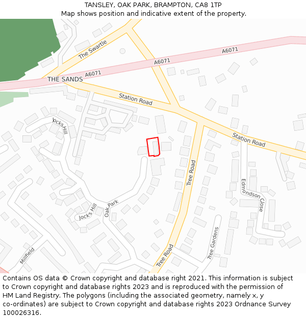 TANSLEY, OAK PARK, BRAMPTON, CA8 1TP: Location map and indicative extent of plot