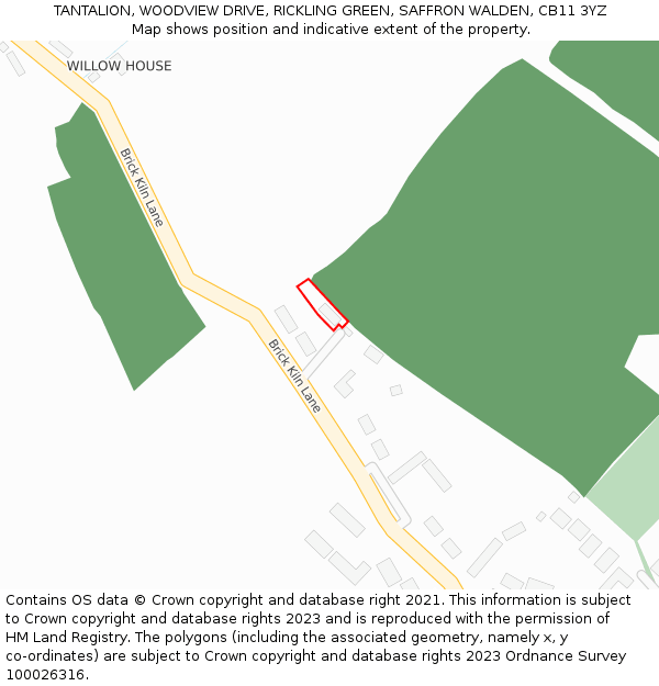 TANTALION, WOODVIEW DRIVE, RICKLING GREEN, SAFFRON WALDEN, CB11 3YZ: Location map and indicative extent of plot