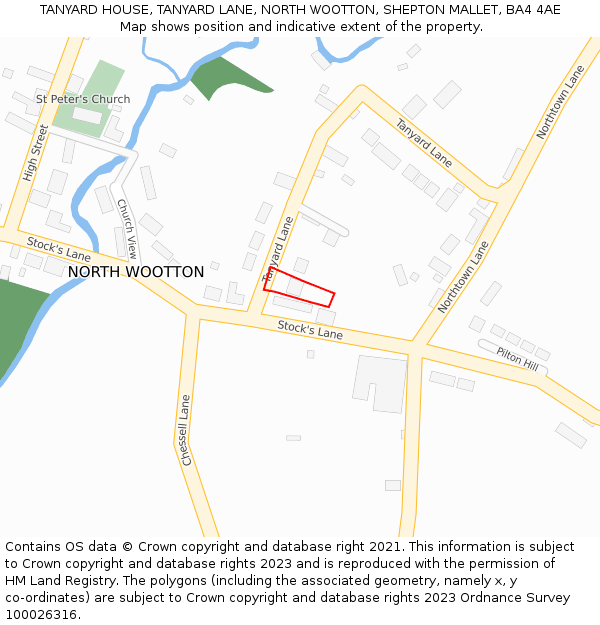 TANYARD HOUSE, TANYARD LANE, NORTH WOOTTON, SHEPTON MALLET, BA4 4AE: Location map and indicative extent of plot