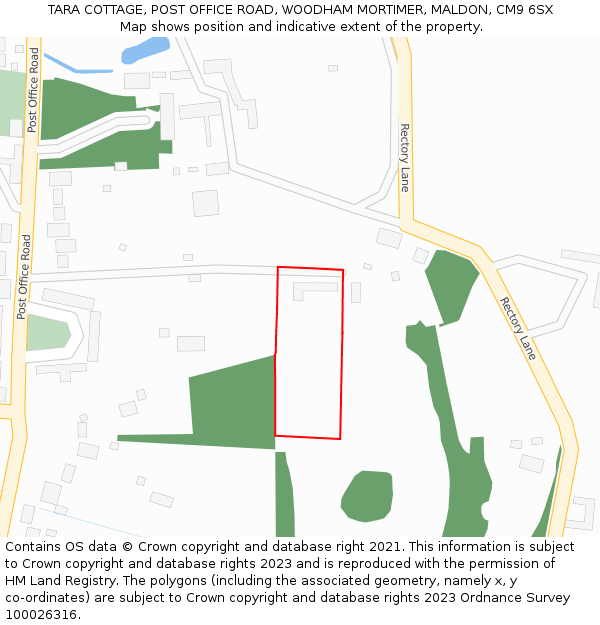 TARA COTTAGE, POST OFFICE ROAD, WOODHAM MORTIMER, MALDON, CM9 6SX: Location map and indicative extent of plot