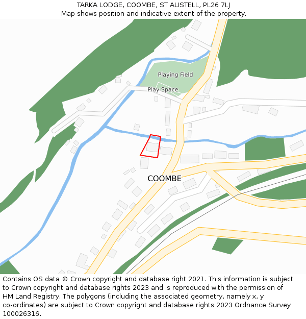 TARKA LODGE, COOMBE, ST AUSTELL, PL26 7LJ: Location map and indicative extent of plot