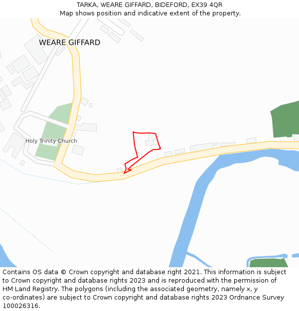 TARKA, WEARE GIFFARD, BIDEFORD, EX39 4QR: Location map and indicative extent of plot