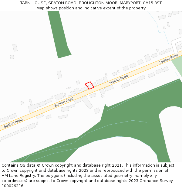 TARN HOUSE, SEATON ROAD, BROUGHTON MOOR, MARYPORT, CA15 8ST: Location map and indicative extent of plot
