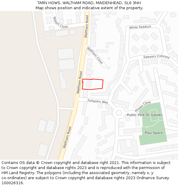 TARN HOWS, WALTHAM ROAD, MAIDENHEAD, SL6 3NH: Location map and indicative extent of plot