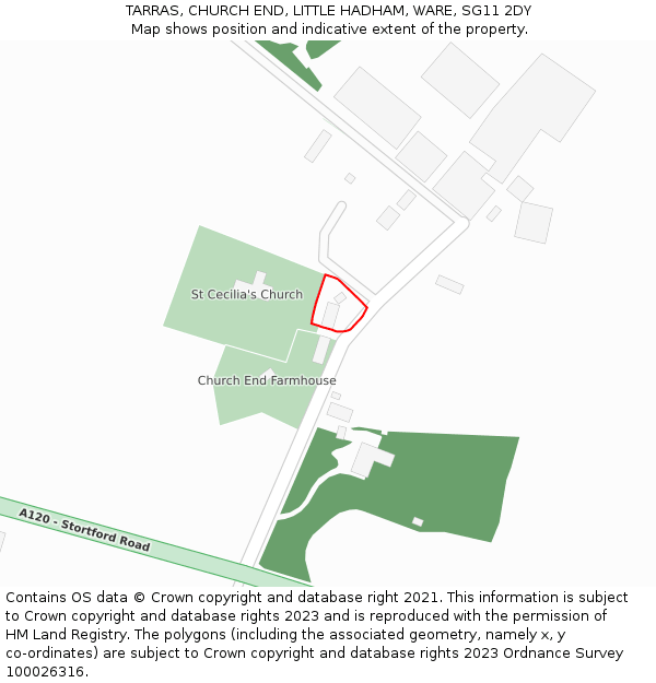 TARRAS, CHURCH END, LITTLE HADHAM, WARE, SG11 2DY: Location map and indicative extent of plot