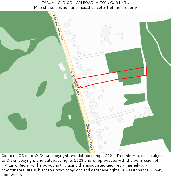 TARUMI, OLD ODIHAM ROAD, ALTON, GU34 4BU: Location map and indicative extent of plot