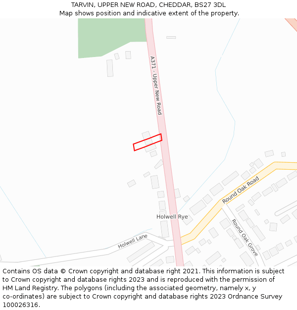 TARVIN, UPPER NEW ROAD, CHEDDAR, BS27 3DL: Location map and indicative extent of plot