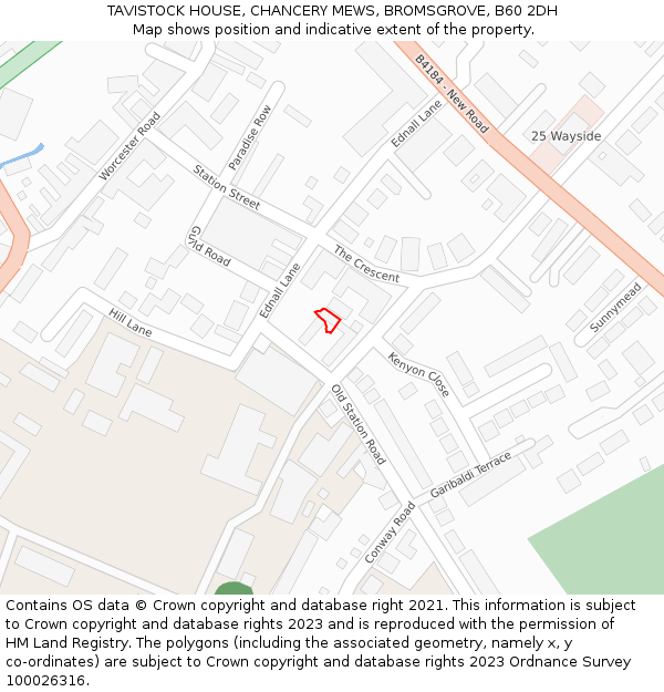 TAVISTOCK HOUSE, CHANCERY MEWS, BROMSGROVE, B60 2DH: Location map and indicative extent of plot