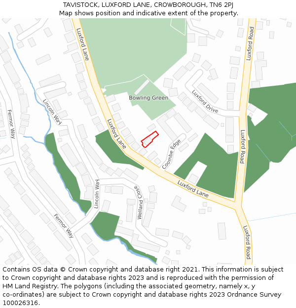 TAVISTOCK, LUXFORD LANE, CROWBOROUGH, TN6 2PJ: Location map and indicative extent of plot