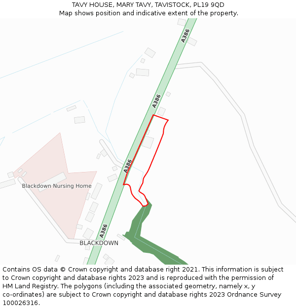 TAVY HOUSE, MARY TAVY, TAVISTOCK, PL19 9QD: Location map and indicative extent of plot