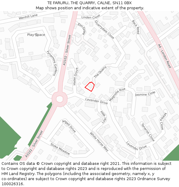 TE FARURU, THE QUARRY, CALNE, SN11 0BX: Location map and indicative extent of plot