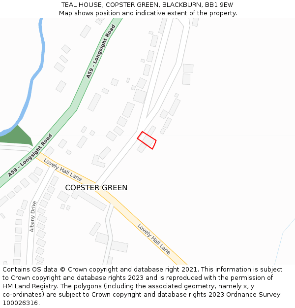 TEAL HOUSE, COPSTER GREEN, BLACKBURN, BB1 9EW: Location map and indicative extent of plot