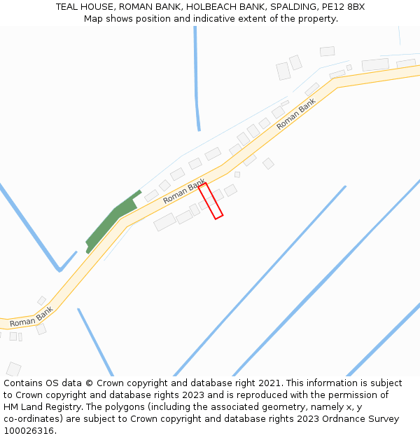 TEAL HOUSE, ROMAN BANK, HOLBEACH BANK, SPALDING, PE12 8BX: Location map and indicative extent of plot