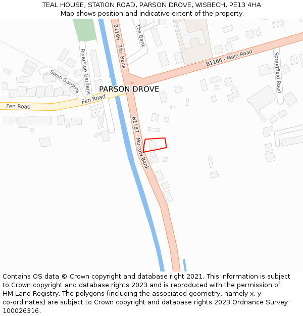 TEAL HOUSE, STATION ROAD, PARSON DROVE, WISBECH, PE13 4HA: Location map and indicative extent of plot