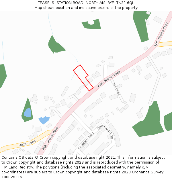 TEASELS, STATION ROAD, NORTHIAM, RYE, TN31 6QL: Location map and indicative extent of plot